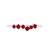 Minimal Ruby Half Eternity Ring with Diamonds from Rosec Jewels, showcasing a sleek band with ruby and diamond accents.