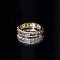 Lab Grown Blue Sapphire Eternity Wedding Band With Natural Diamond