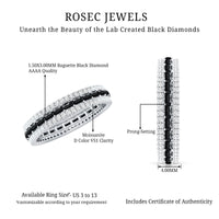 Certified Lab Grown Black Diamond 3 Row Wedding Band with Moissanite