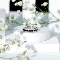 Certified Lab Grown Black Diamond 3 Row Wedding Band with Moissanite