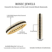 Certified Lab Grown Black Diamond 3 Row Wedding Band with Moissanite