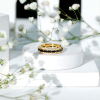 Certified Lab Grown Black Diamond 3 Row Wedding Band with Moissanite