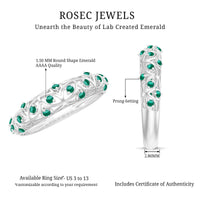 Certified Lab Grown Emerald Half Eternity Band with Filigree Details