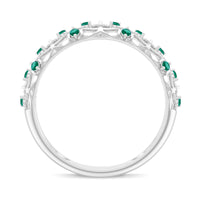 Certified Lab Grown Emerald Half Eternity Band with Filigree Details