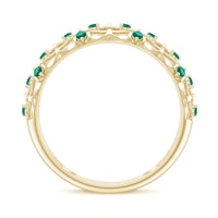 Certified Lab Grown Emerald Half Eternity Band with Filigree Details