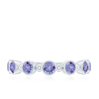 Natural Tanzanite Half Eternity Ring in Bezel Setting