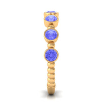 Natural Tanzanite Half Eternity Ring in Bezel Setting