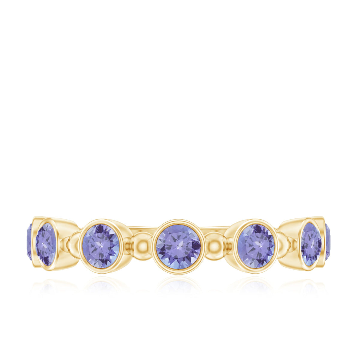 Natural Tanzanite Half Eternity Ring in Bezel Setting