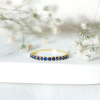 Natural Blue Sapphire Half Eternity Ring for Women