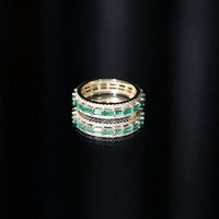 Baguette Cut Lab Grown Emerald and Moissanite Wedding Band
