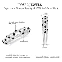 Round Cut Certified Black Onyx Filigree Wedding Band