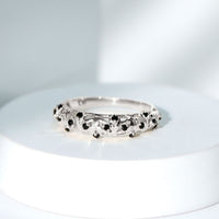 Round Cut Certified Black Onyx Filigree Wedding Band