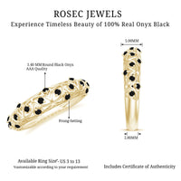 Round Cut Certified Black Onyx Filigree Wedding Band