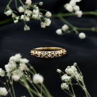 Round Cut Certified Black Onyx Filigree Wedding Band