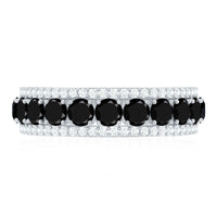 Certified Lab Grown Black and White Diamond Half Eternity Band Ring for Women
