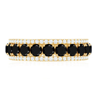 Certified Lab Grown Black and White Diamond Half Eternity Band Ring for Women
