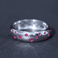 Natural Ruby Wide Wedding Band in Sterling Silver
