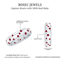 Natural Ruby Wide Wedding Band in Sterling Silver