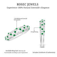 Natural emerald filigree wedding band for women featuring intricate gold detailing, crafted by Rosec Jewels.