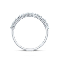 Certified Moissanite Baguette Cut Half Eternity Ring by Rosec Jewels, showcasing sparkling baguette-shaped moissanite stones set in a sleek ring.