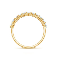 Certified Moissanite baguette cut half eternity ring featuring sparkling gemstones set in a sleek band by Rosec Jewels.