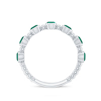 Bezel Set Lab Grown Emerald 7 Stone Half Eternity Ring with Certificate