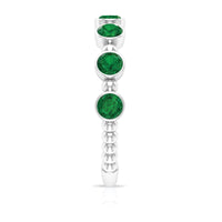 Bezel Set Lab Grown Emerald 7 Stone Half Eternity Ring with Certificate