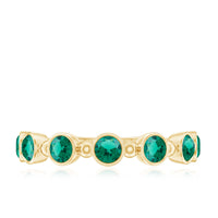 Bezel Set Lab Grown Emerald 7 Stone Half Eternity Ring with Certificate