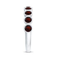 Certified Real Garnet Half Eternity Ring in Bezel Setting