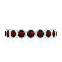 Certified Real Garnet Half Eternity Ring in Bezel Setting