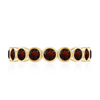 Certified Real Garnet Half Eternity Ring in Bezel Setting
