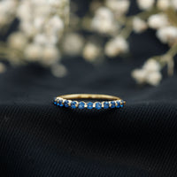 Certified Lab Grown Blue Sapphire Half Eternity Ring for Women