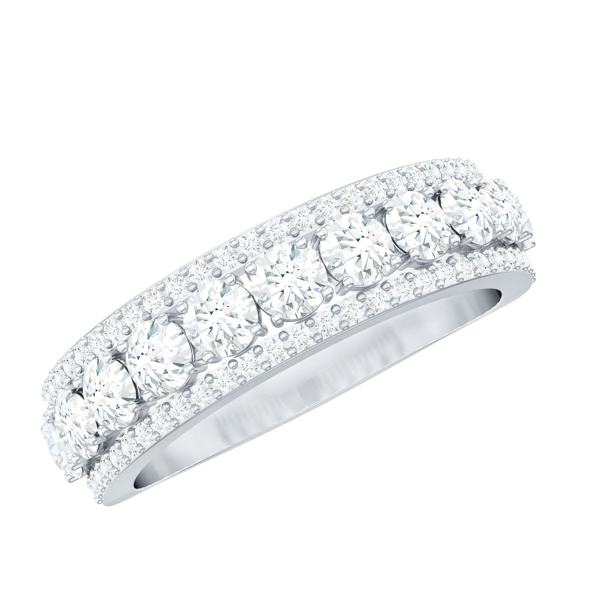 Certified Moissanite wedding anniversary ring for women with sparkling gemstone and elegant band by Rosec Jewels.