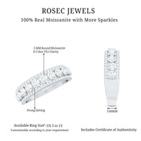Certified Moissanite wedding anniversary band ring for women with sparkling stones, crafted by Rosec Jewels.