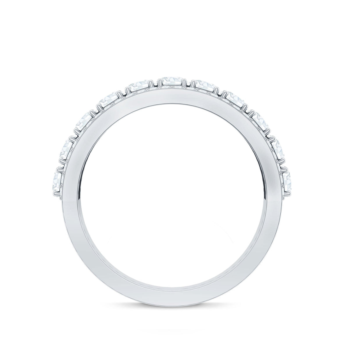 Certified Moissanite wedding anniversary band ring for women by Rosec Jewels, featuring sparkling moissanite stones on a sleek band.