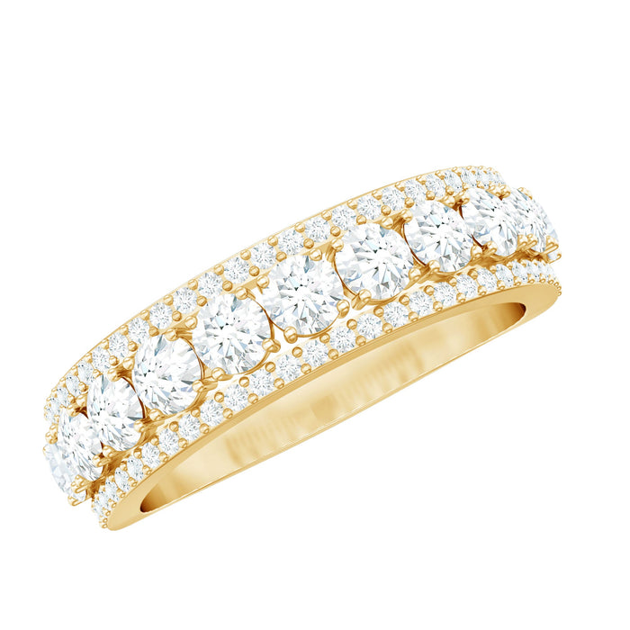 Certified Moissanite wedding anniversary band ring for women featuring sparkling moissanite stones, elegant design by Rosec Jewels.