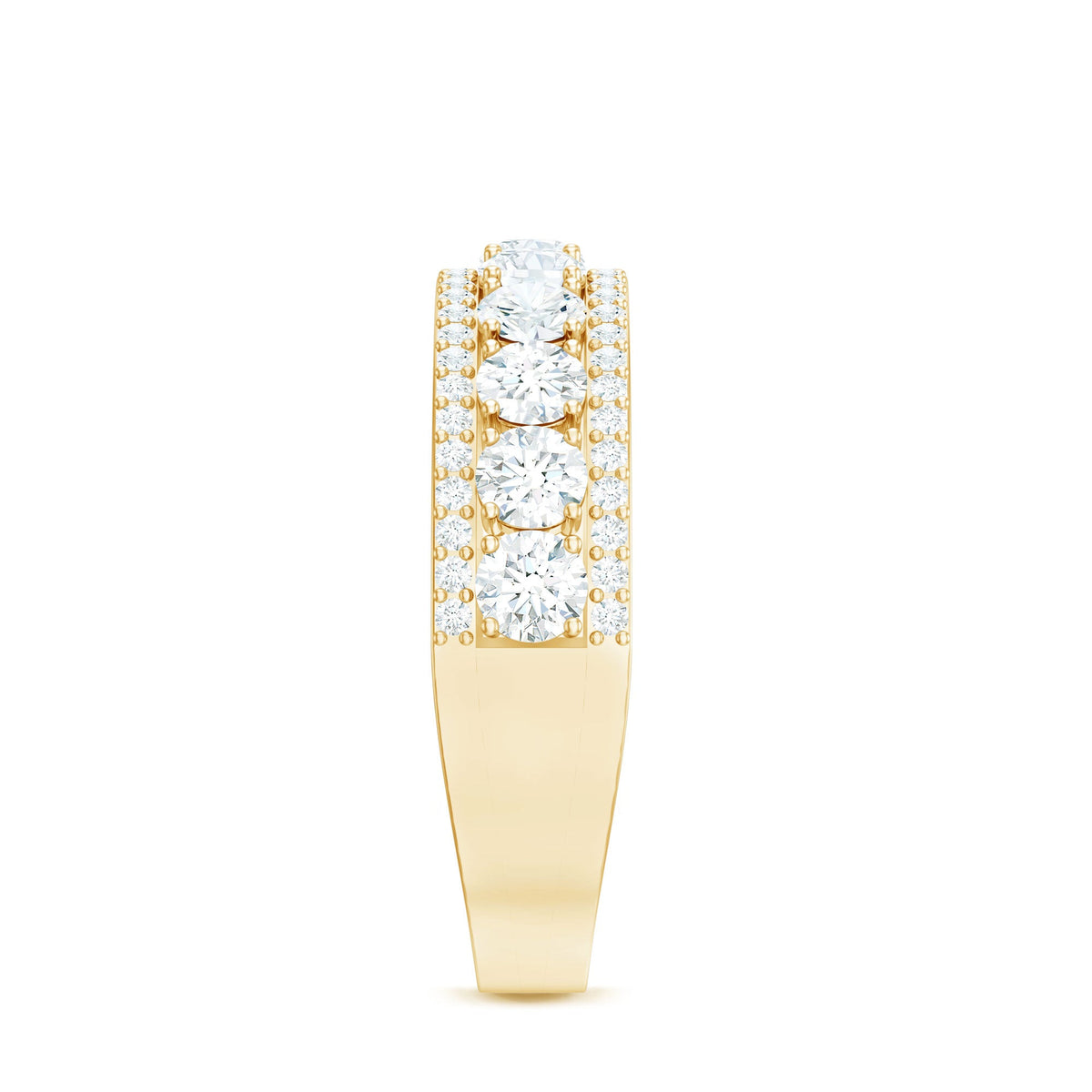 Certified Moissanite wedding anniversary band ring for women with sparkling stones, featuring a sleek, elegant design from Rosec Jewels.