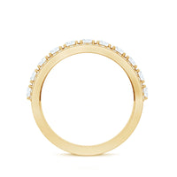 Certified Moissanite wedding anniversary band ring for women featuring sparkling stones and a sleek silver design.