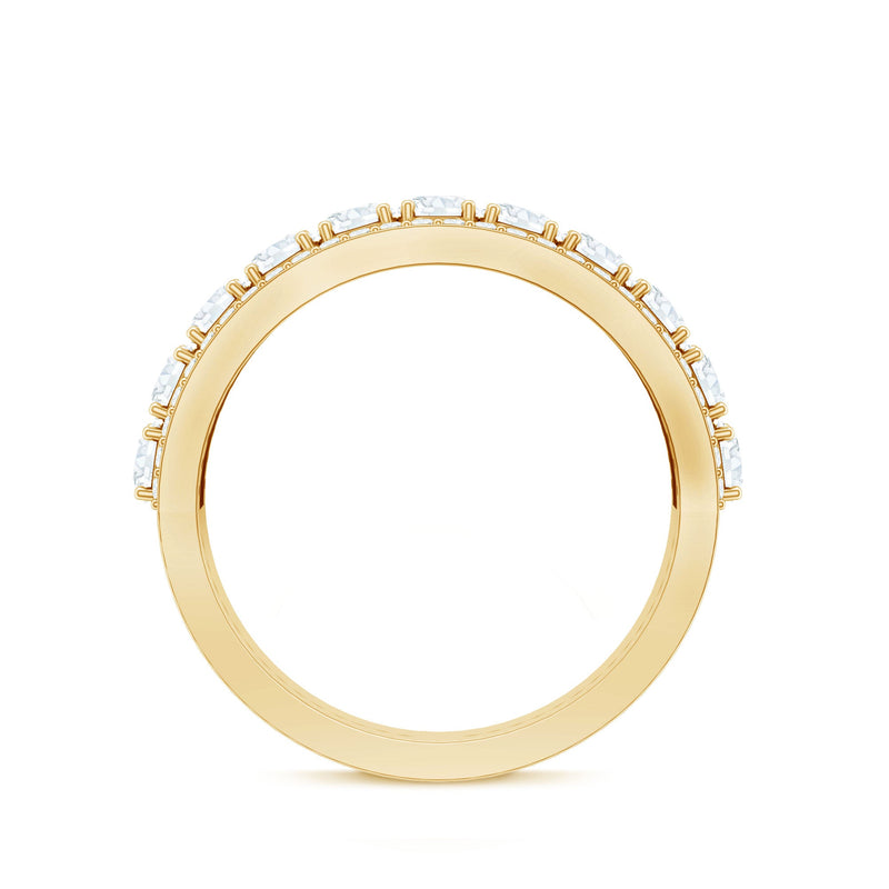 Certified Moissanite wedding anniversary band ring for women featuring sparkling stones and a sleek silver design.