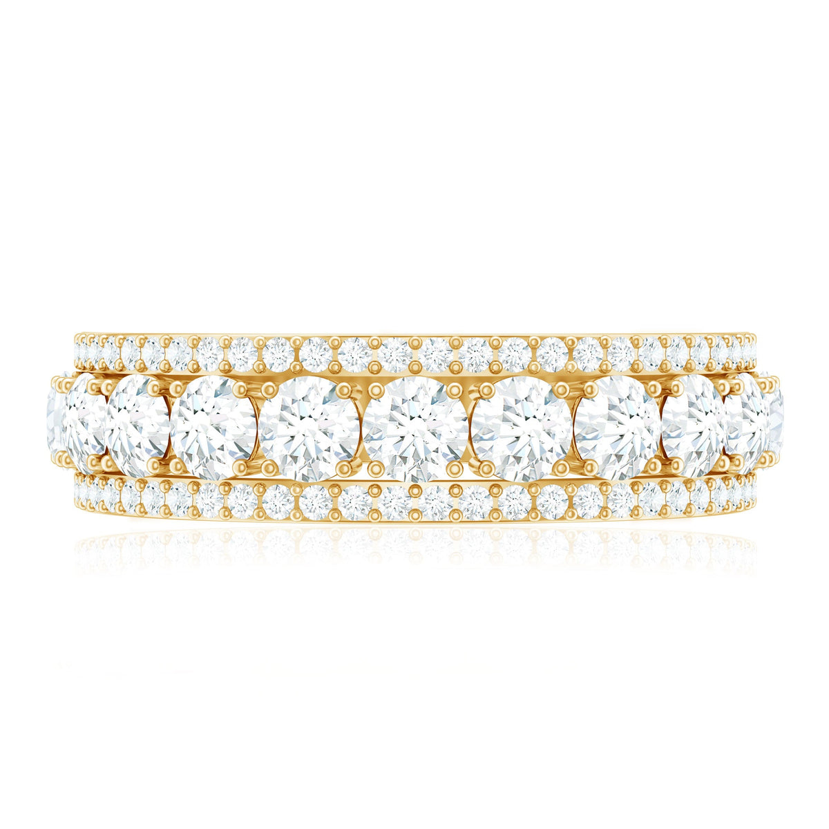 Certified Moissanite wedding anniversary band ring for women by Rosec Jewels, featuring sparkling gemstones and elegant design.