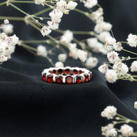 Natural Bar Set Garnet Eternity Ring for Anniversary