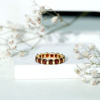 Natural Bar Set Garnet Eternity Ring for Anniversary