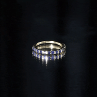 Princess Cut Blue Sapphire Half Eternity Wedding Band For Women