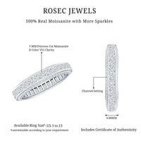 Channel Set Moissanite Princess Cut Wedding Band