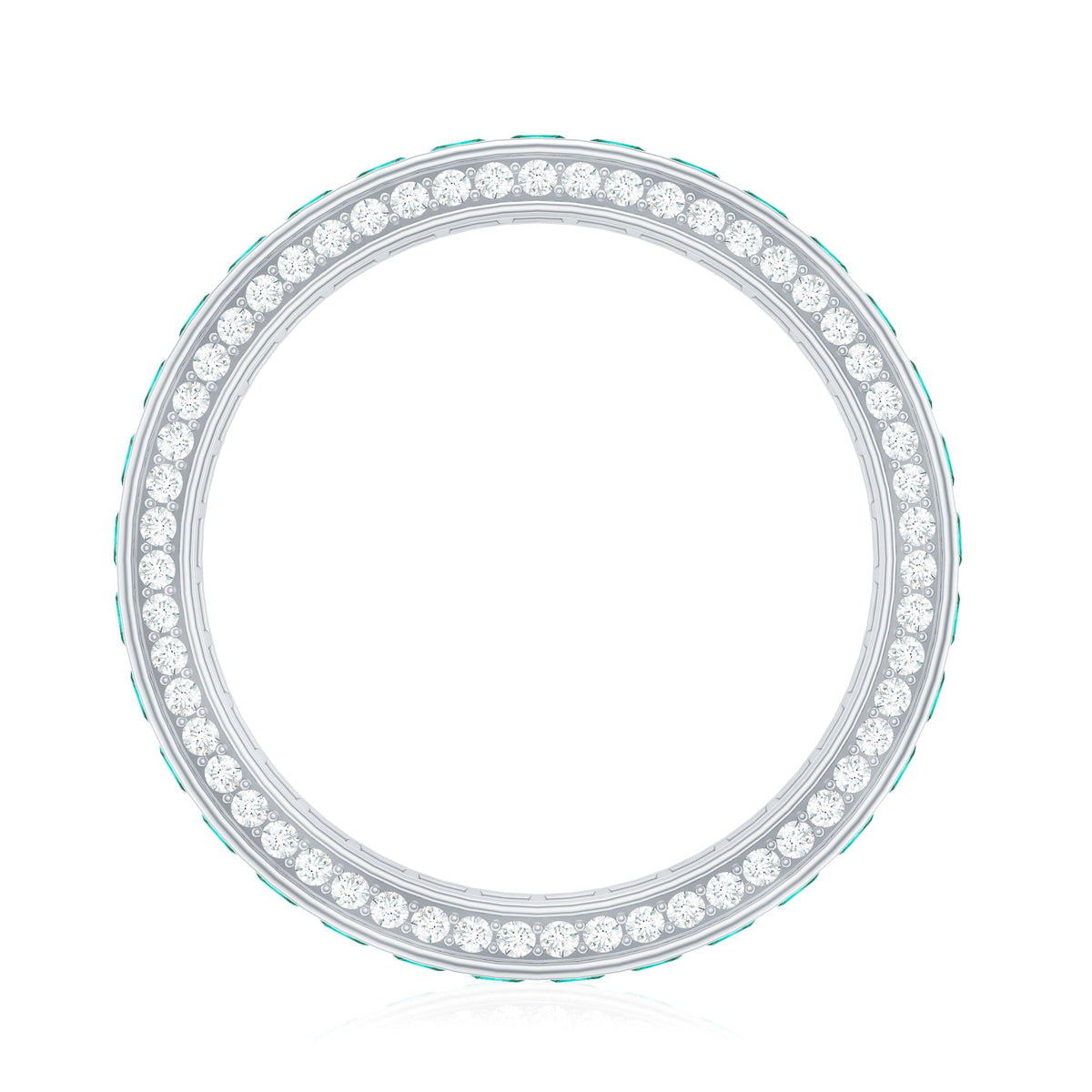 Certified Princess Cut Lab Grown Emerald Eternity Wedding Band in Channel Setting