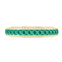 Certified Princess Cut Lab Grown Emerald Eternity Wedding Band in Channel Setting