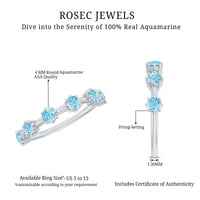 Natural Certified Aquamarine Promise Ring For Her