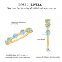 Natural Certified Aquamarine Promise Ring For Her