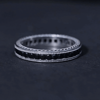 Black Onyx Wedding Band with Milgrain Detailing