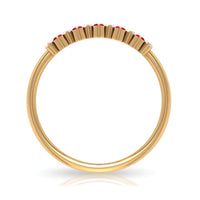 Minimalist lab-created ruby and diamond cluster promise ring from Rosec Jewels, featuring a sleek design with vibrant red ruby and sparkling diamonds.
